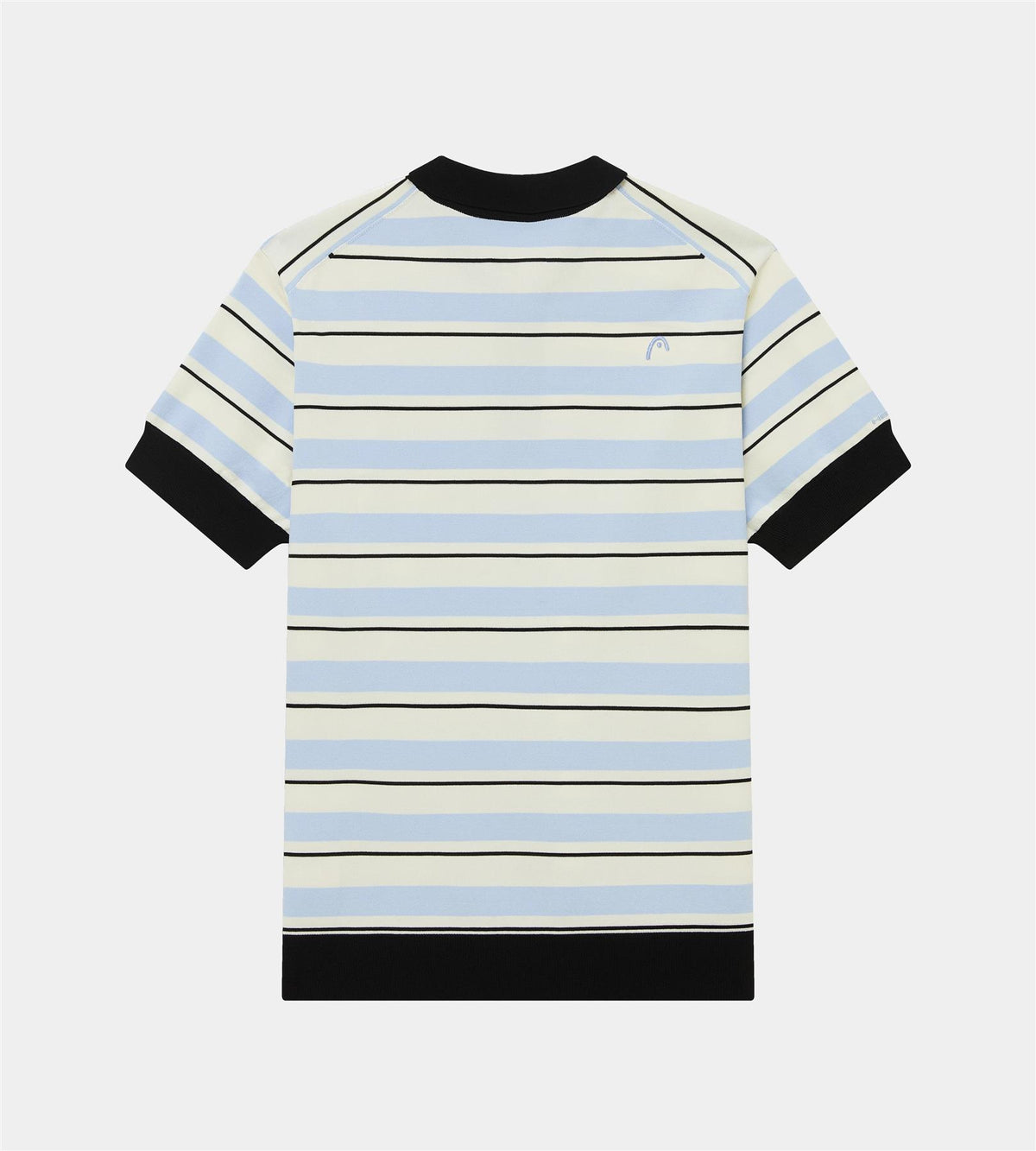 Striped Knit Polo Cream/Black/Blue