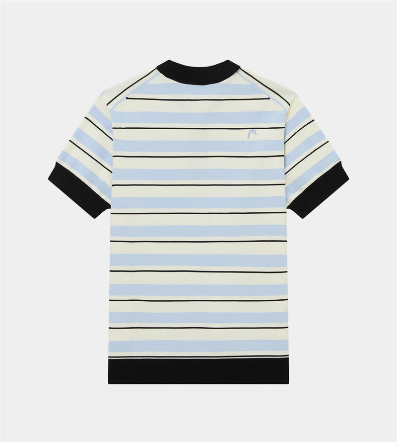 Striped Knit Polo Cream/Black/Blue