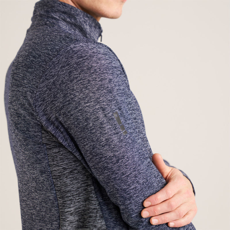 Panelled Mesh Quarter Zip Mid Layer Navy