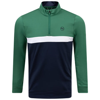 Pure Colourblock Quarter Zip Mid Layer Vine/Navy