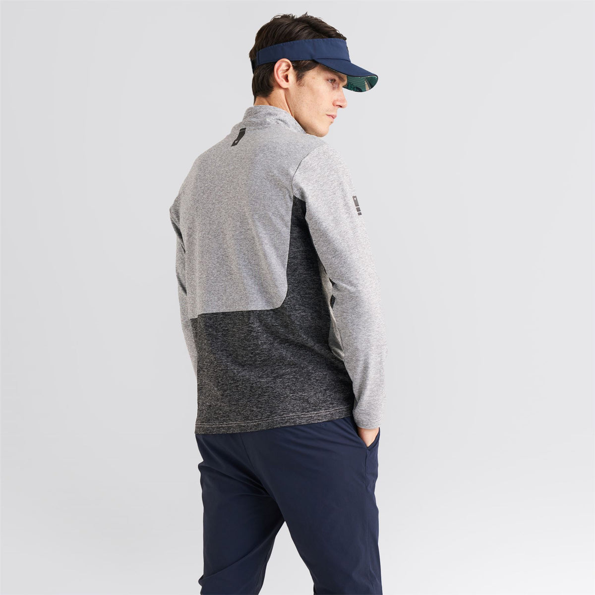 Panelled Mesh Quarter Zip Mid Layer Sage