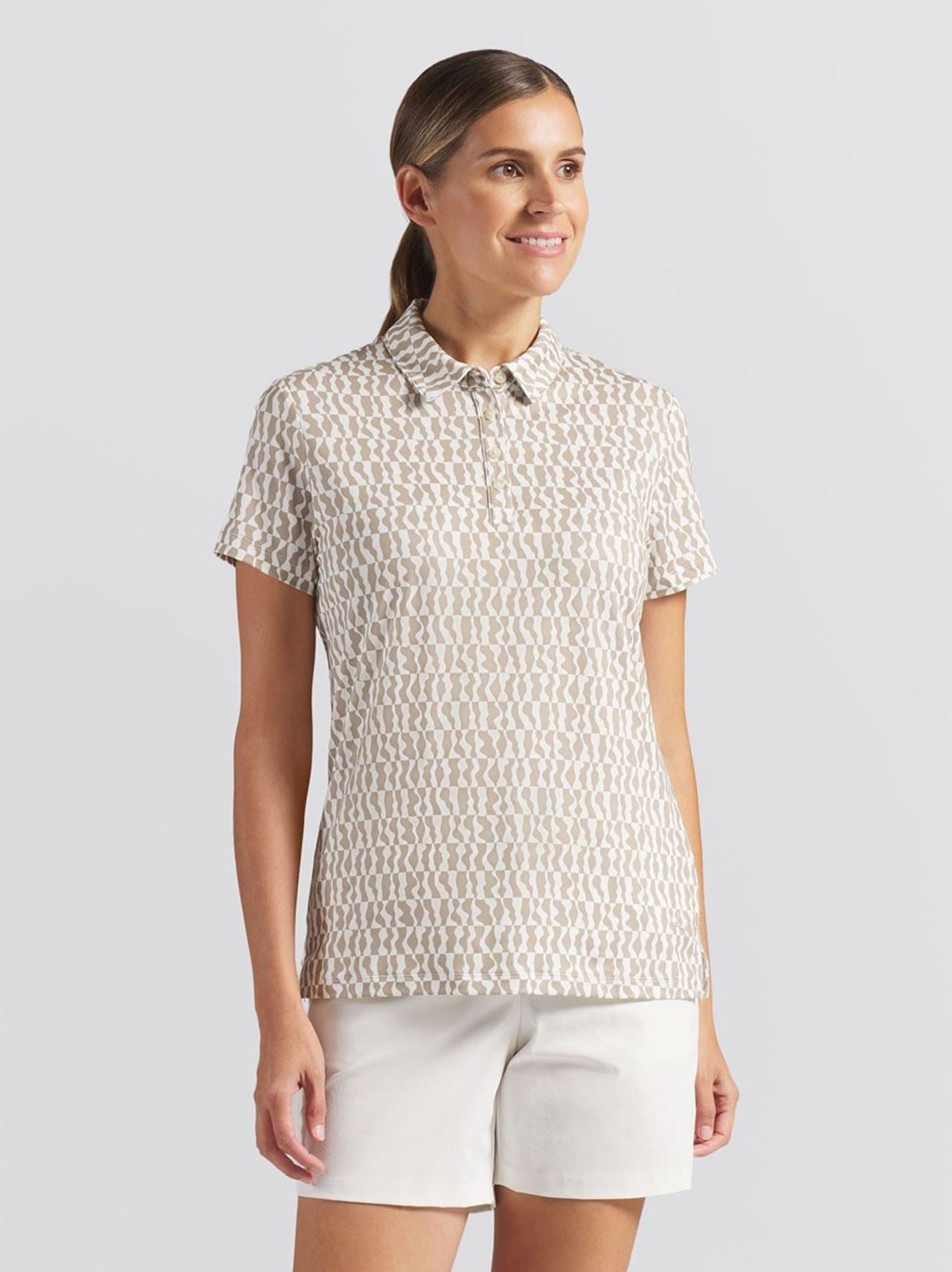 Cloudspun Wavey Polo Shirt Iced Coffee