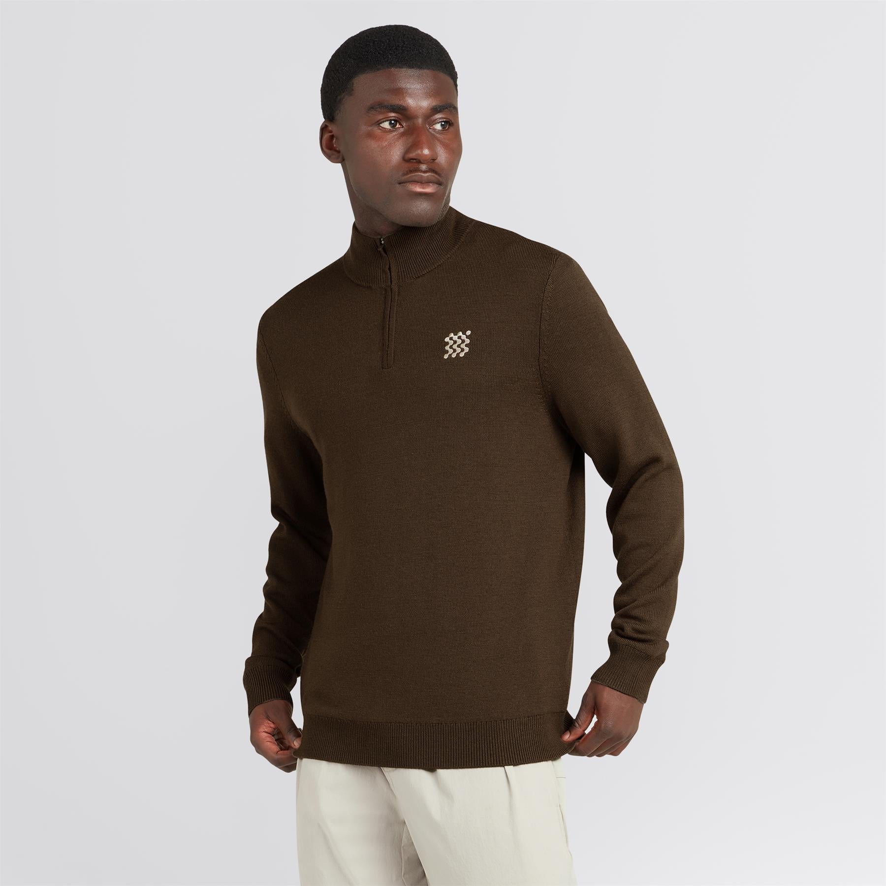 Merino Wool Quarter Zip Windbreaker Hickory