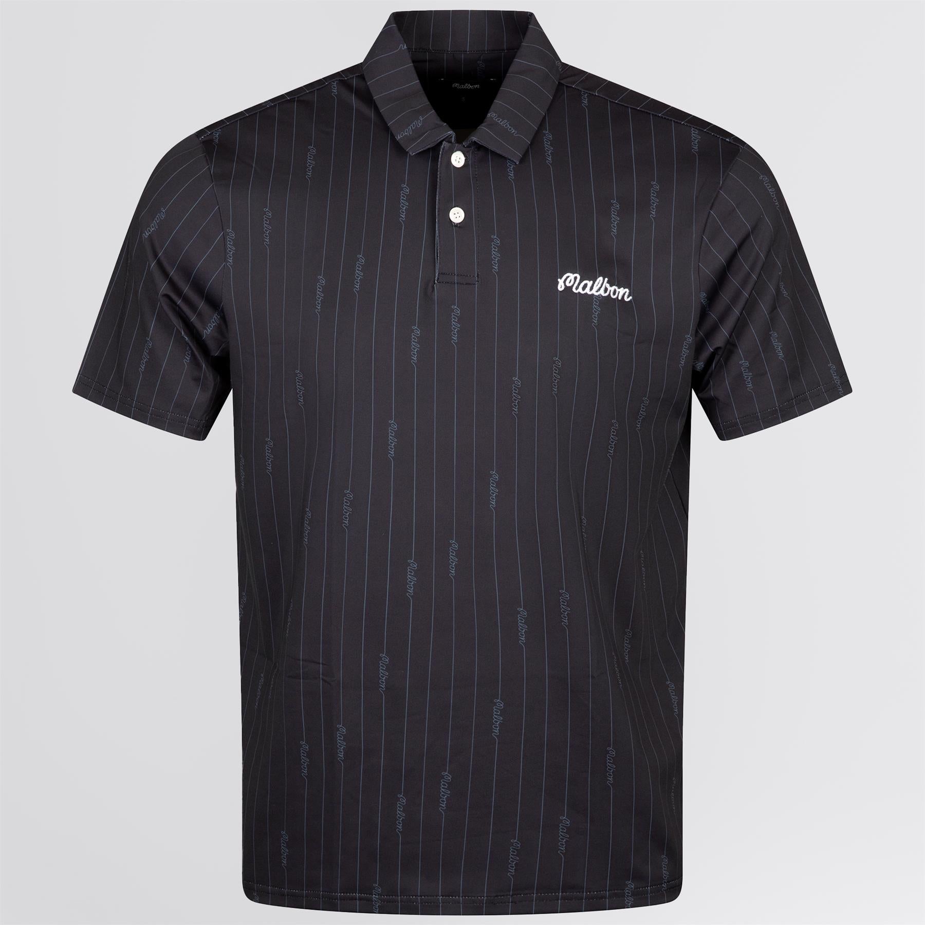 Malbon Golf Evergreen Performance Pique Polo Black/Cool Grey
