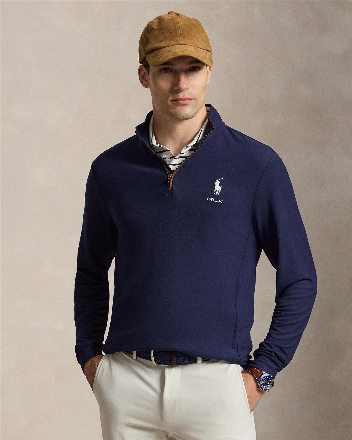 Mesh Quarter Zip Pullover Refined Navy
