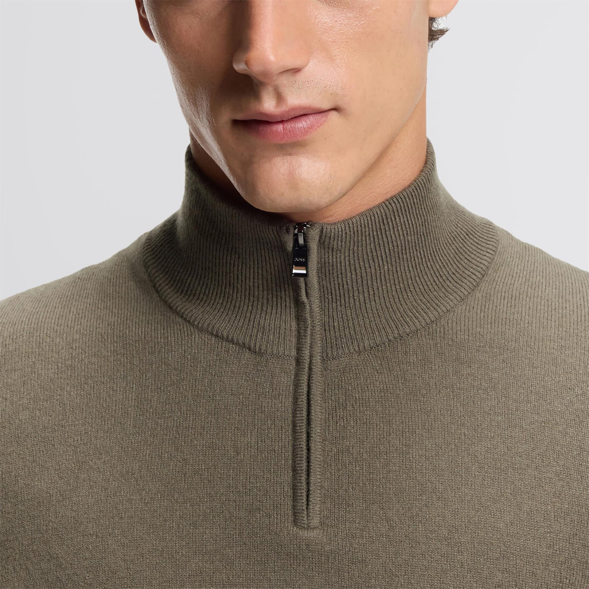 H-Hemarlo Wool Quarter Zip Open Brown