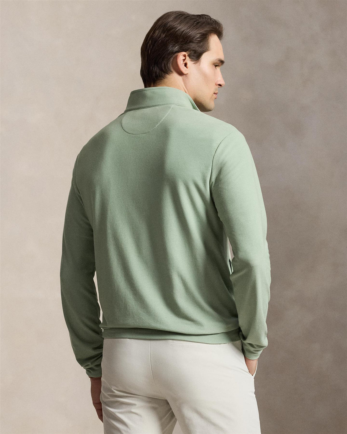 Mesh Quarter Zip Pullover Light Green