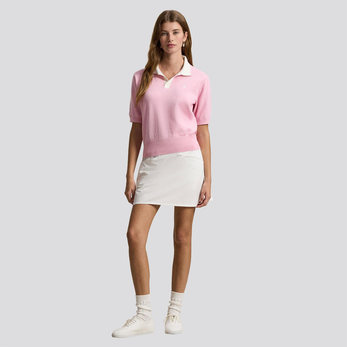 RLX Cotton Blend Sweater Polo Light Pink/White Splash