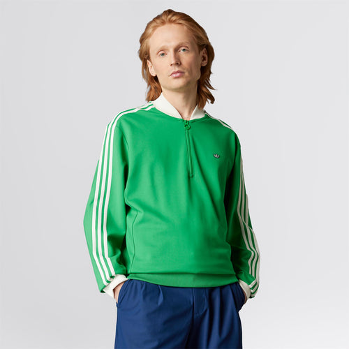Three Stripes Quarter Zip Green