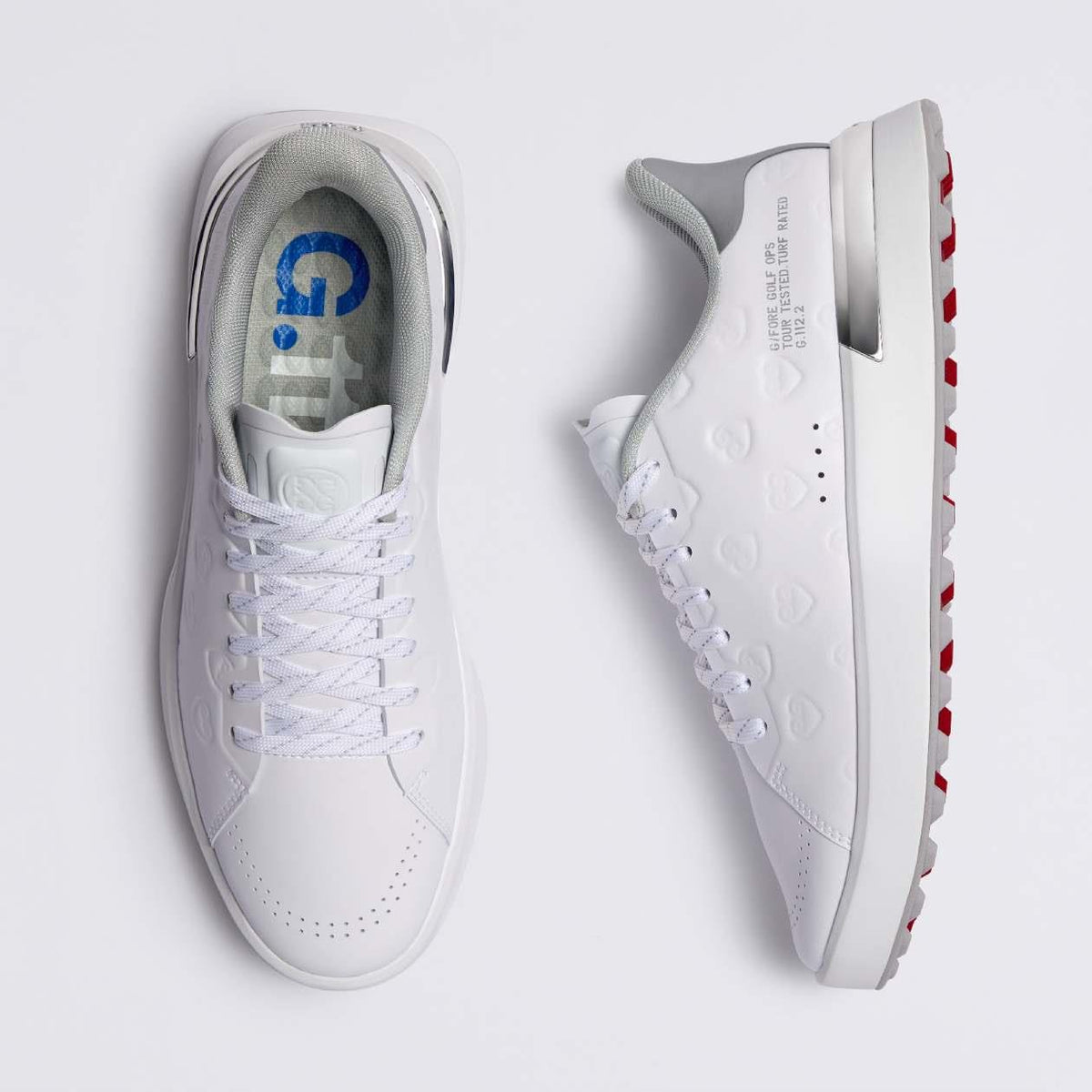 G.112 Embossed Heart G'S Spikeless Golf Shoes Snow/Silver