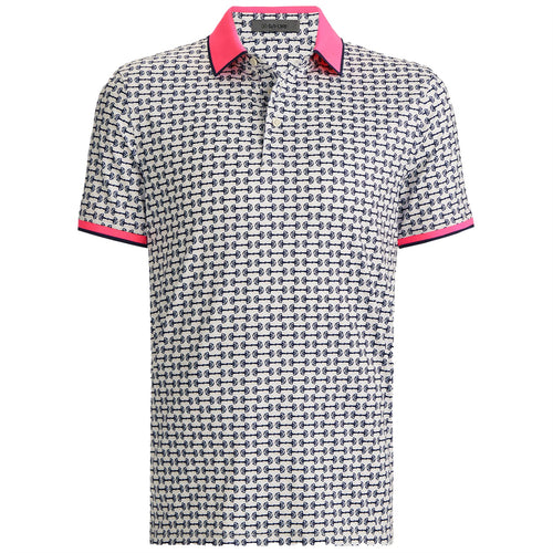 Rib Collar Tech Jersey Printed Polo Stone - AW24