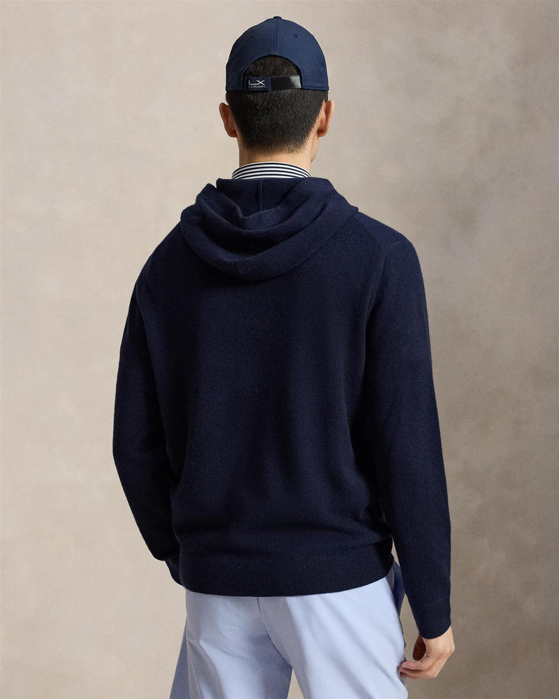 Washable Cashmere Hooded Sweater Refined Navy