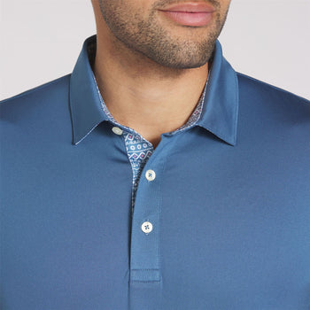Fair Isle Trim Polo Blue Horizon