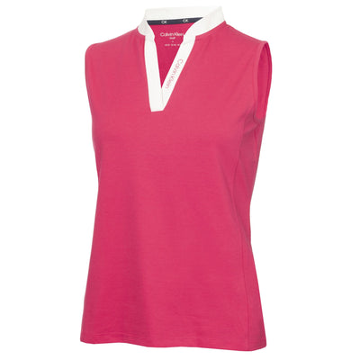 Womens Dayton Cotton Blend Sleeveless Polo Berry Pink - SS24