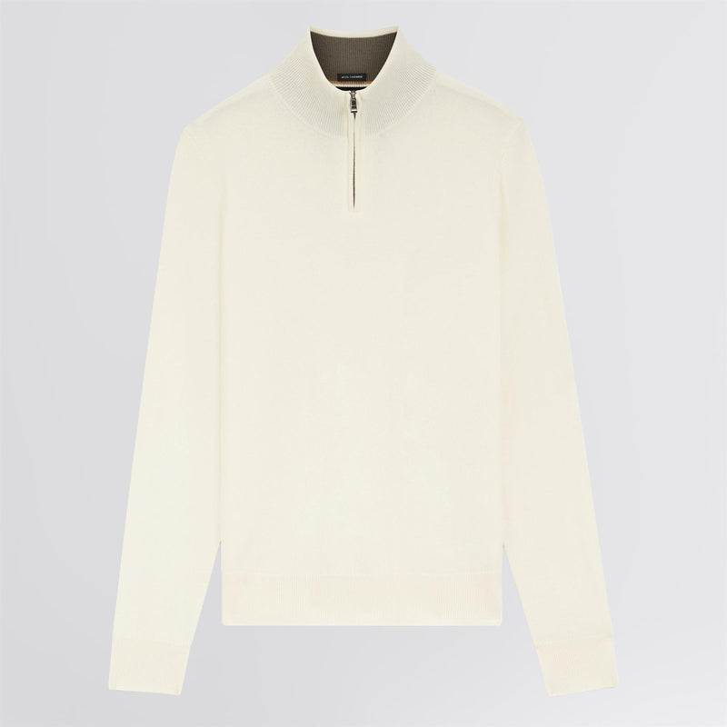 H-Hemarlo Wool Quarter Zip Open White