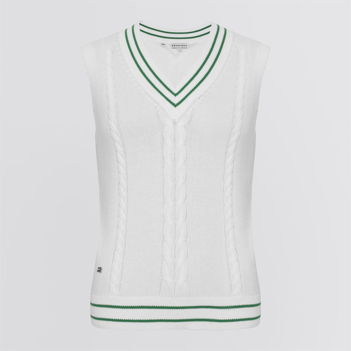 Cotton Cable Vest White/Green