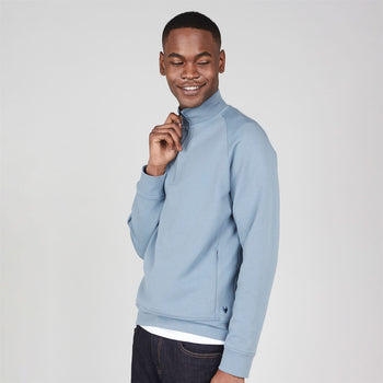 Premium Essentials Zip Neck Sweat Blue