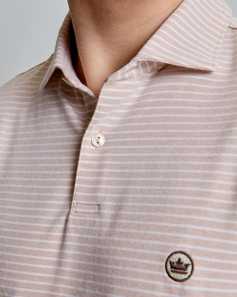 Albatross Stripe Cotton-Blend Pique Polo Summer Dunes