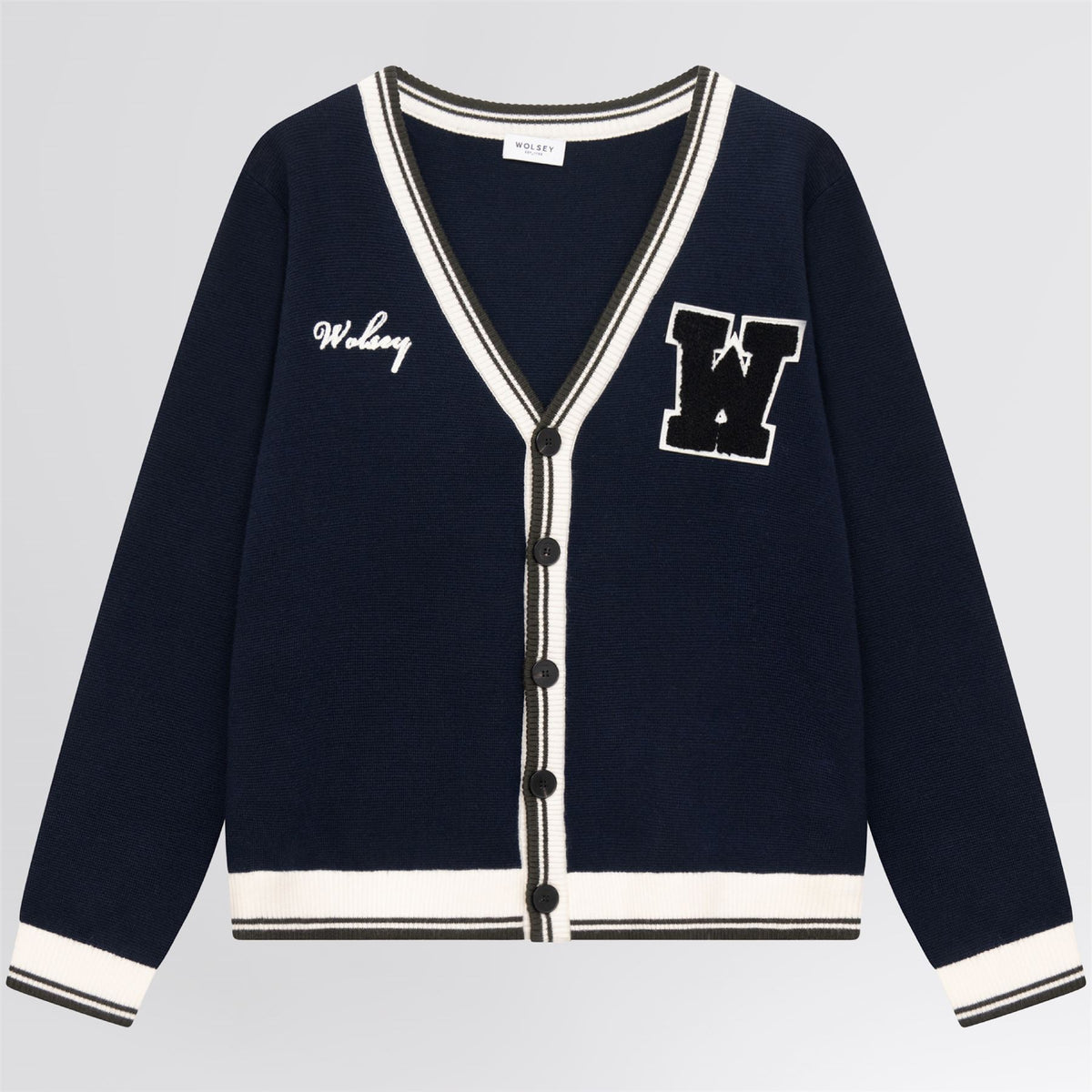Golf Club Merino Wool Cardigan Navy