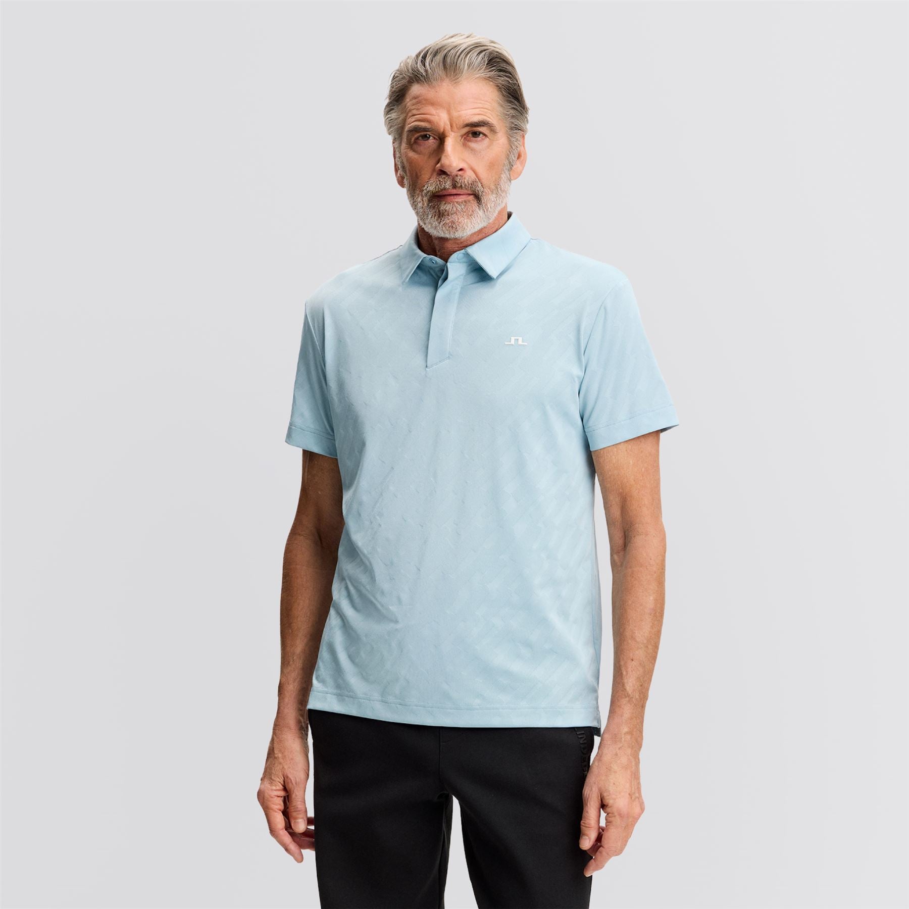 Wilhelm Mesh Jacquard Polo Forget-Me-Not