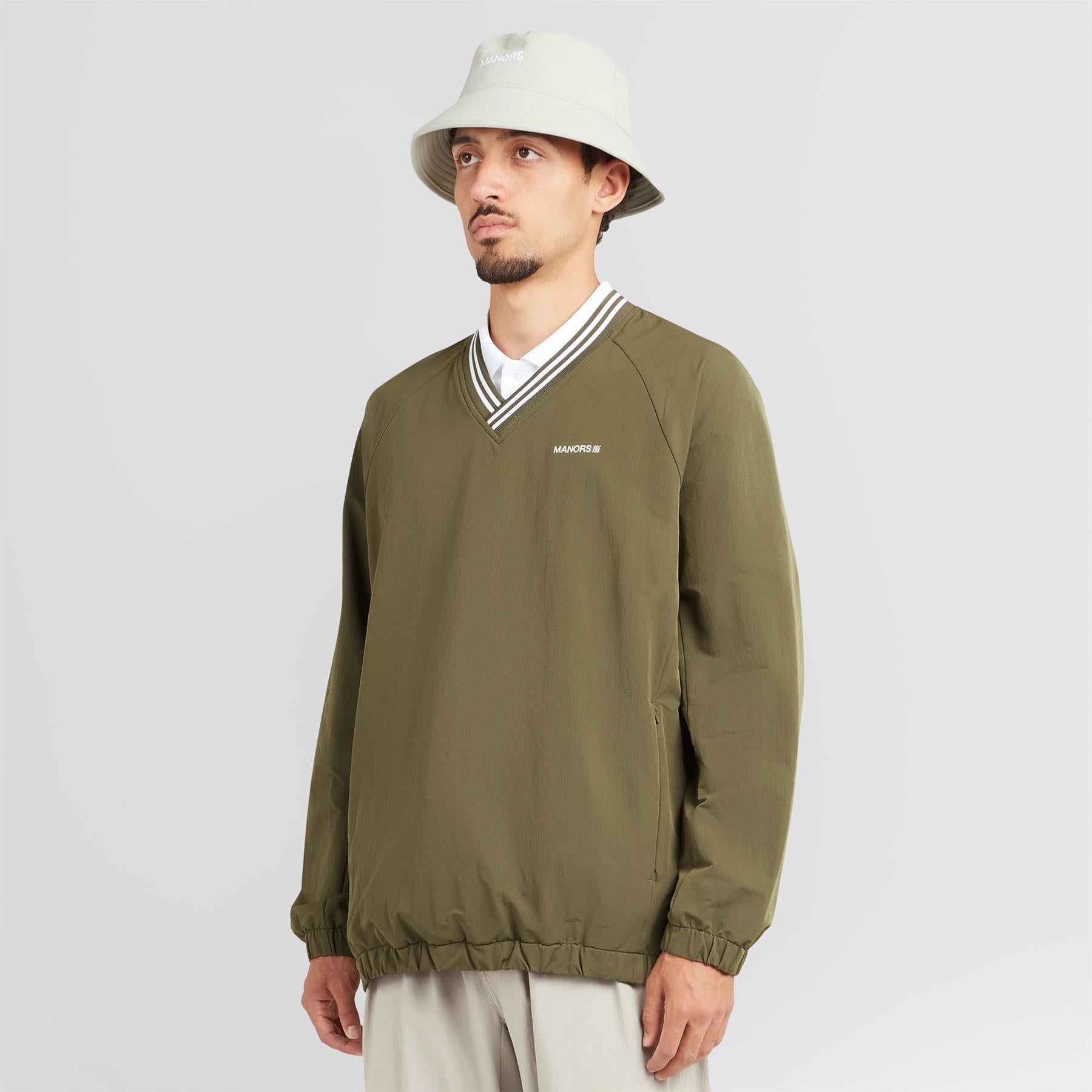 V-Neck Pullover Windbreaker Dark Olive