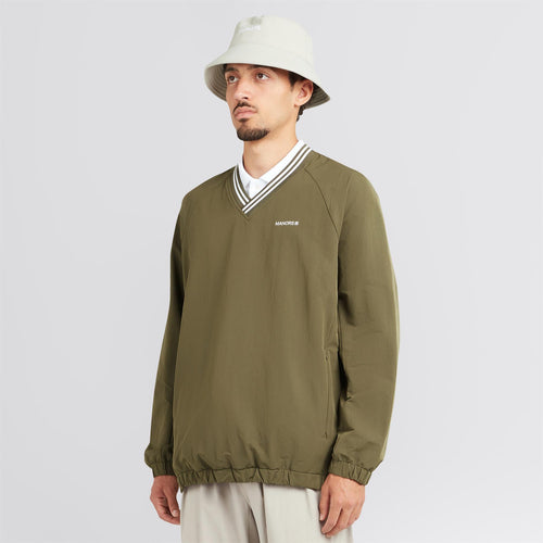 V-Neck Pullover Windbreaker Dark Olive