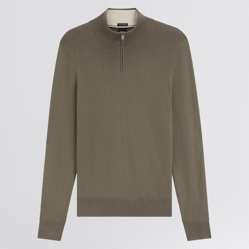 H-Hemarlo Wool Quarter Zip Open Brown