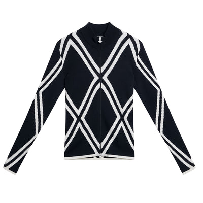 Womens Flora Full Zip Nylon Knitted Sweater JL Navy - SS24
