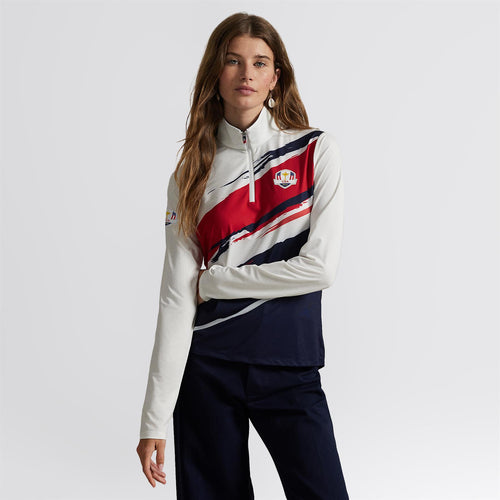 US Ryder Cup Half Zip Mid Layer Tour Brush Ceramic White