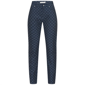 Chie Comfort Trousers Micro R Check Navy