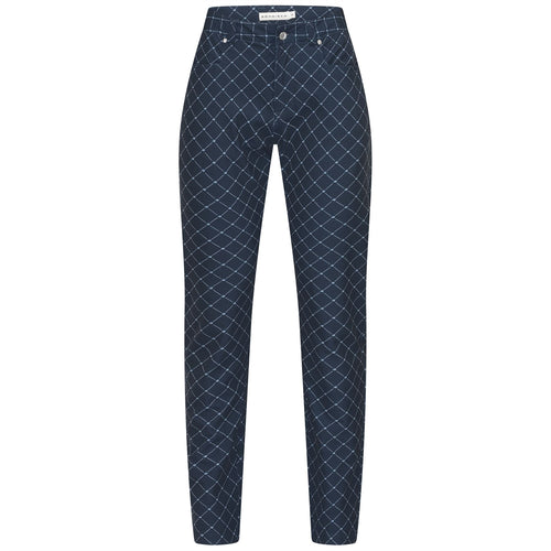 Womens Chie Comfort Trousers Micro R Check Navy - SS25