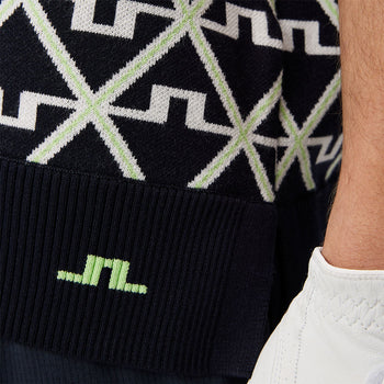 Elian Jacquard Knitted Vest Geo JL Navy