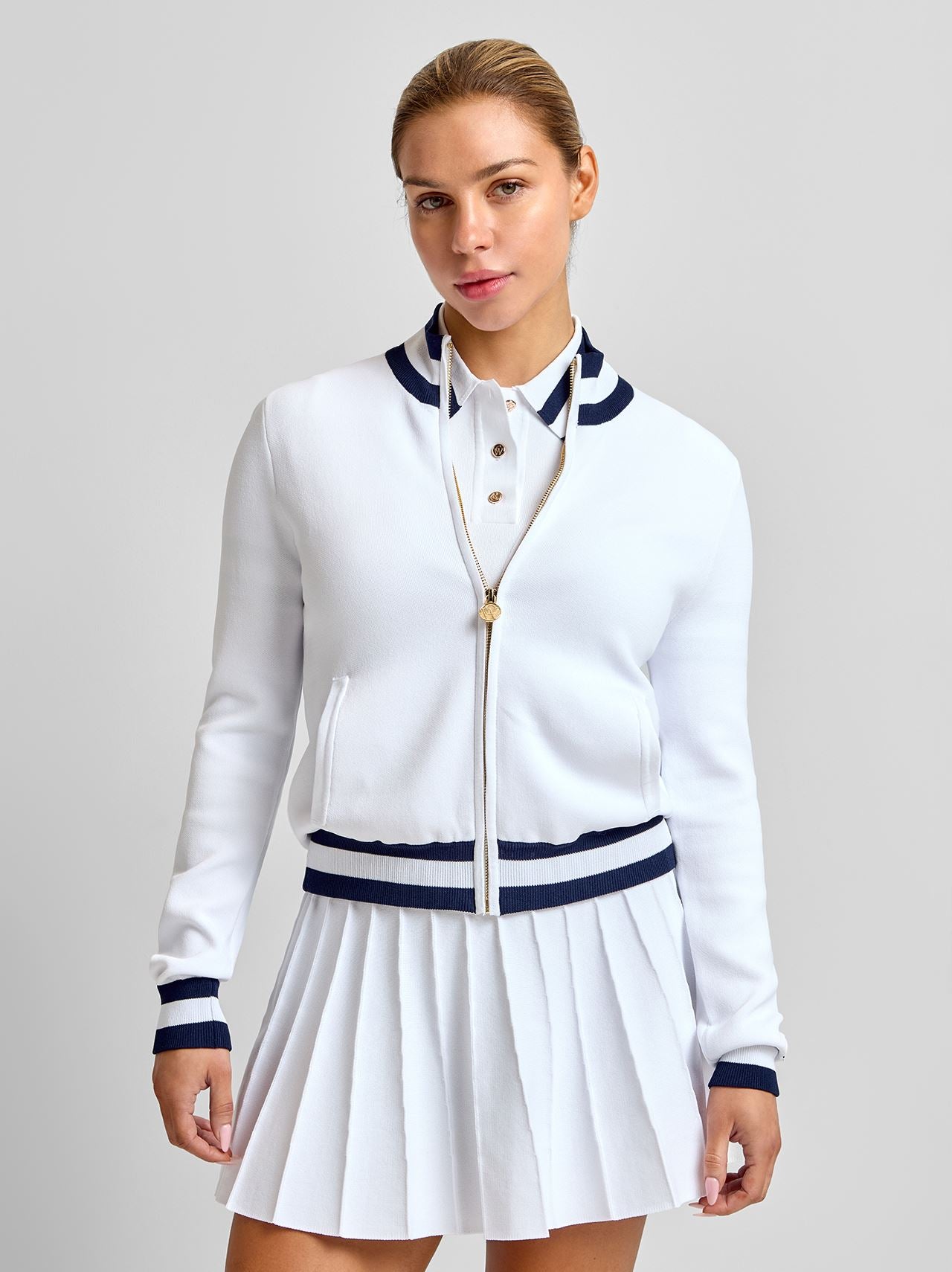 Anne Cardigan White/Legacy Navy