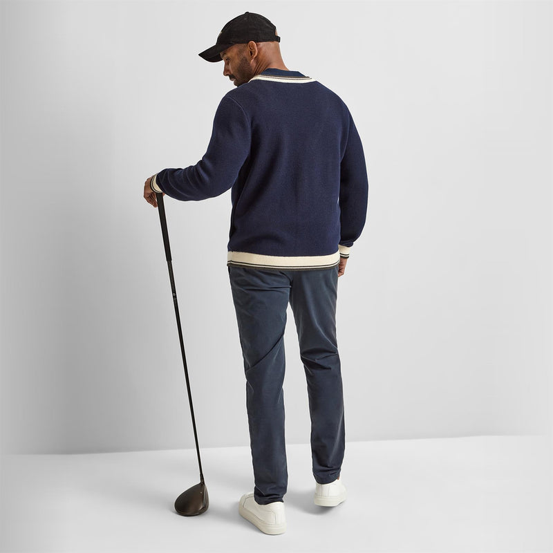 Golf Club Merino Wool Cardigan Navy