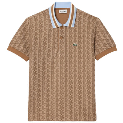 Classic Fit Contrast Collar Monogram Motif Polo Brown/Blue - SS24
