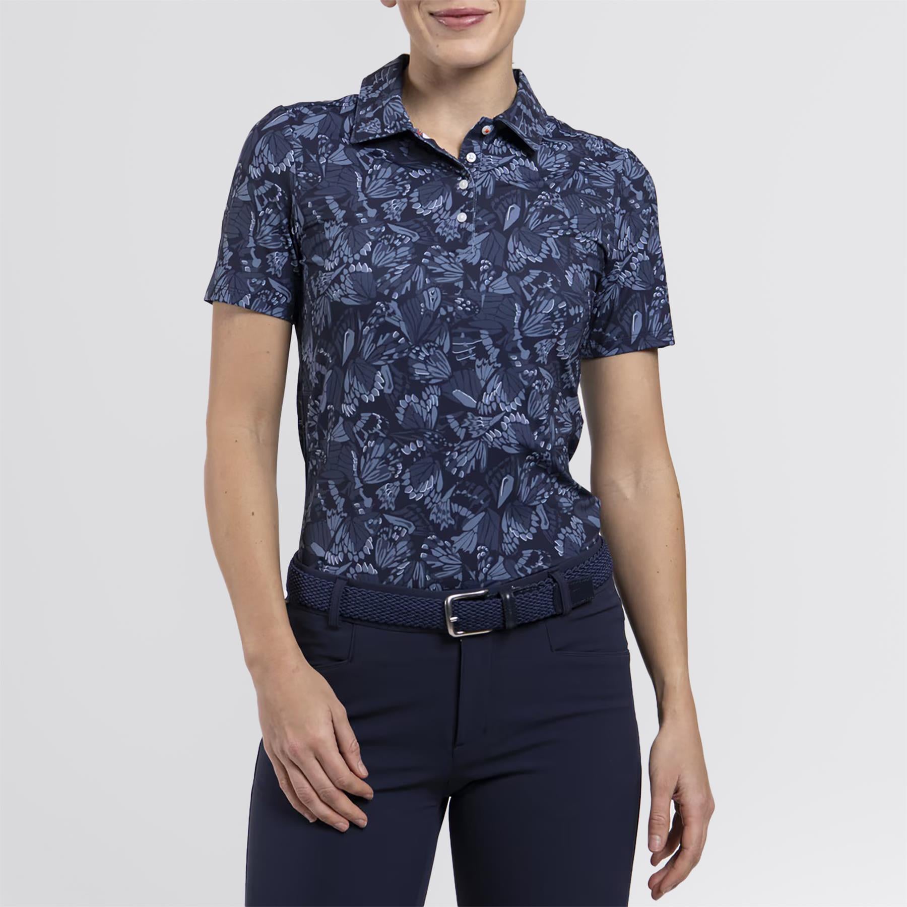 Enya Printed Polo Atlanta Blue/White