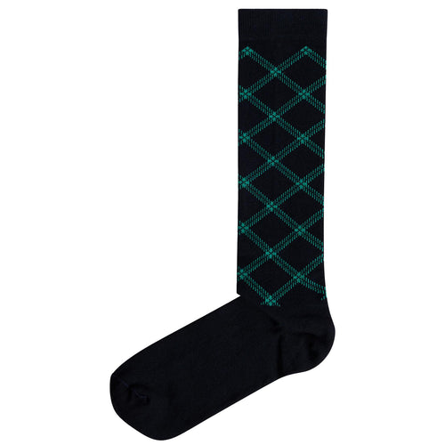 x Glenmuir Womens Check Knee Socks Tartan Teal - PS25