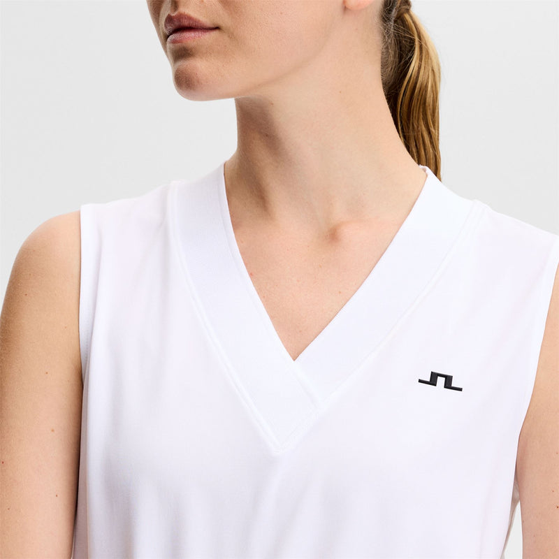Liny Cropped V-Neck SL Top White
