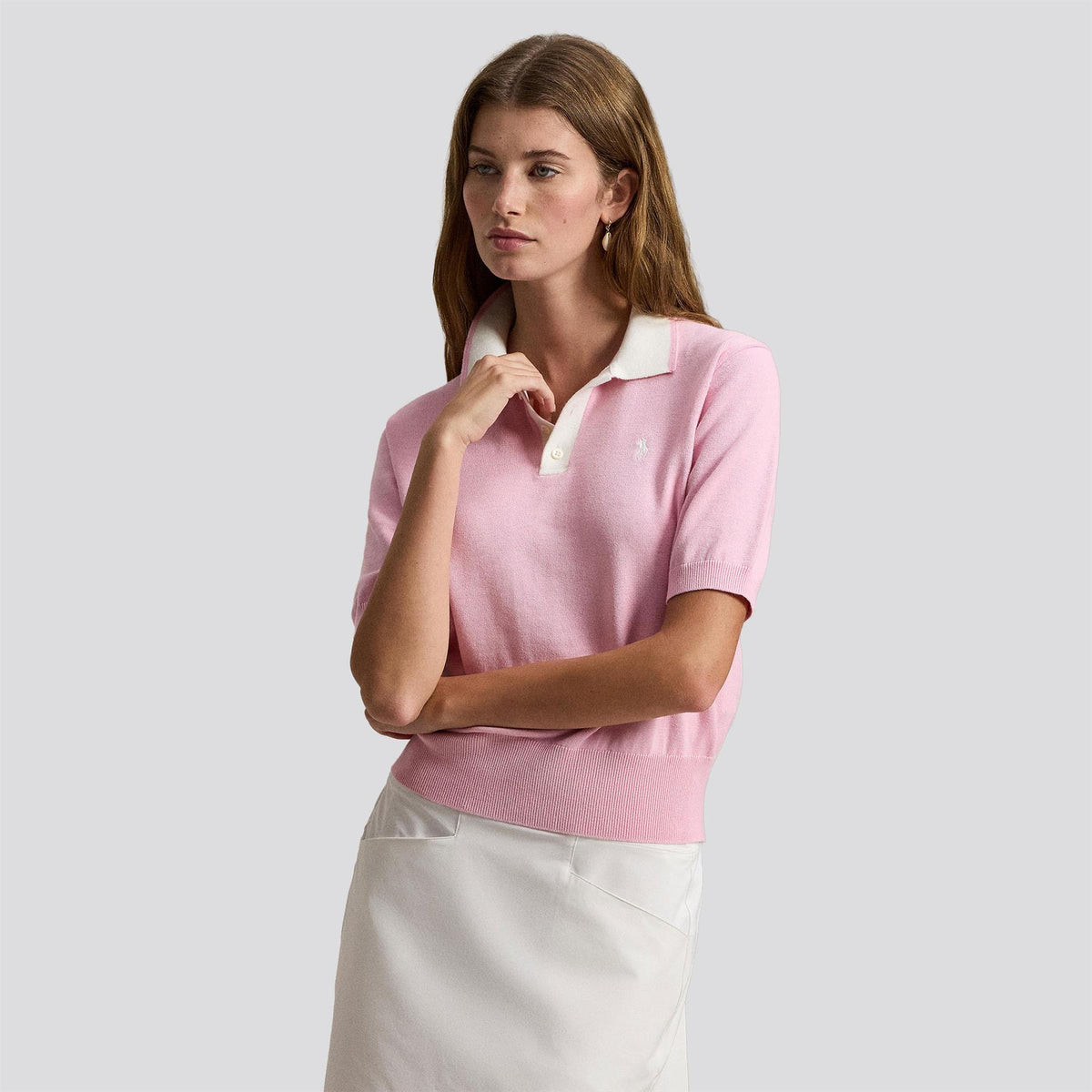 RLX Cotton Blend Sweater Polo Light Pink/White Splash