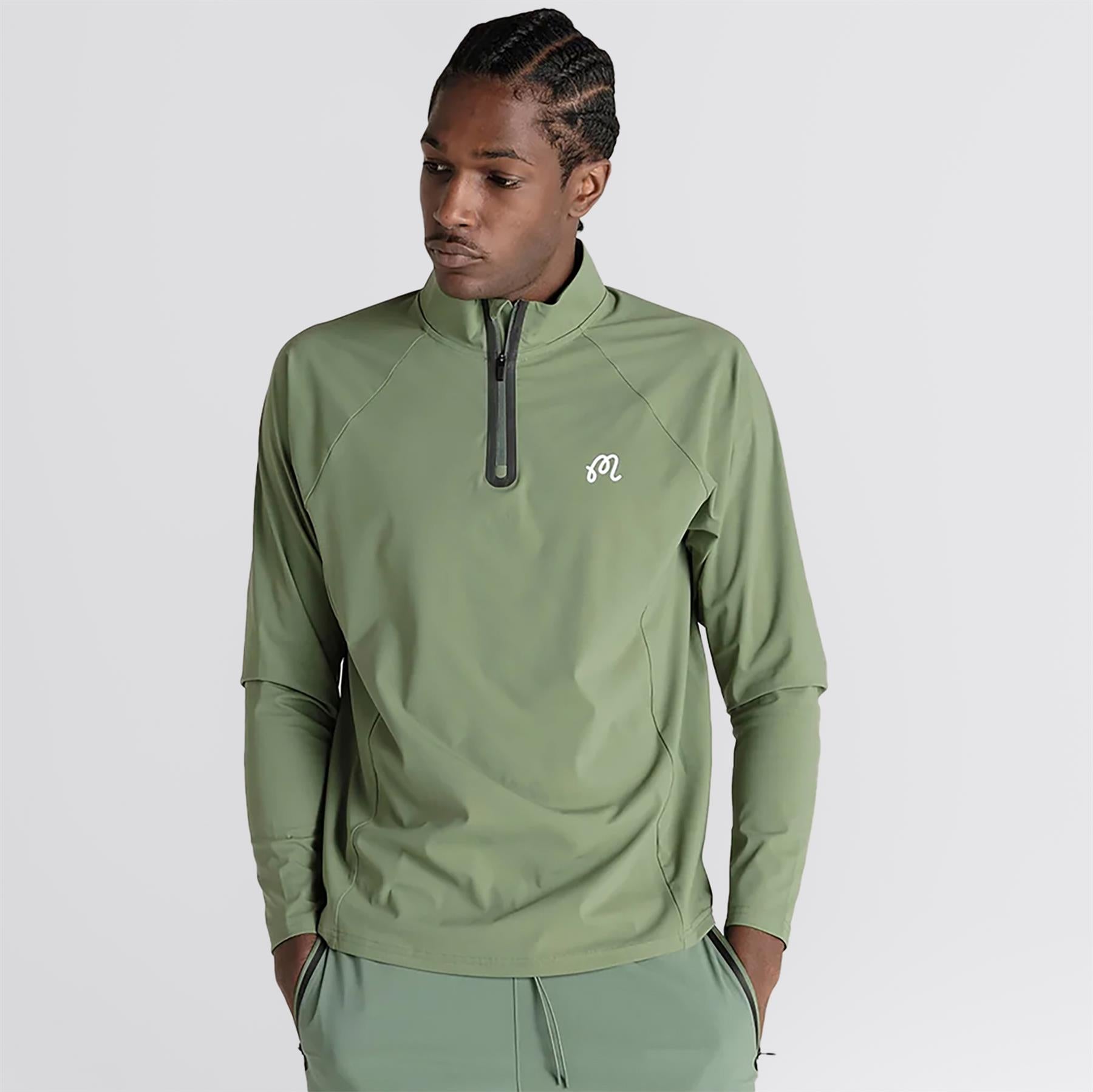 Performance Raglan Quarter Zip Mid Layer Forest