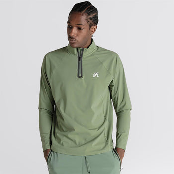 Malbon Golf Performance Raglan Quarter Zip Mid Layer Forest