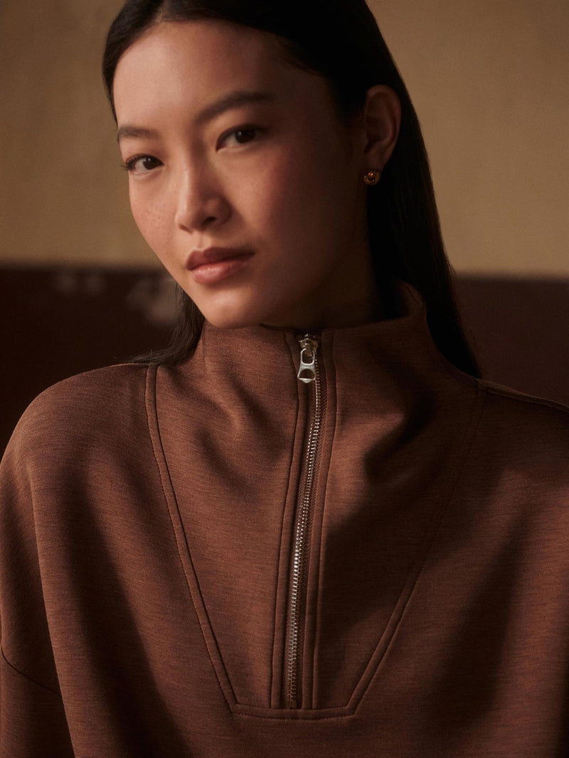 Hawley Half Zip Sweat Golden Bronze Marl