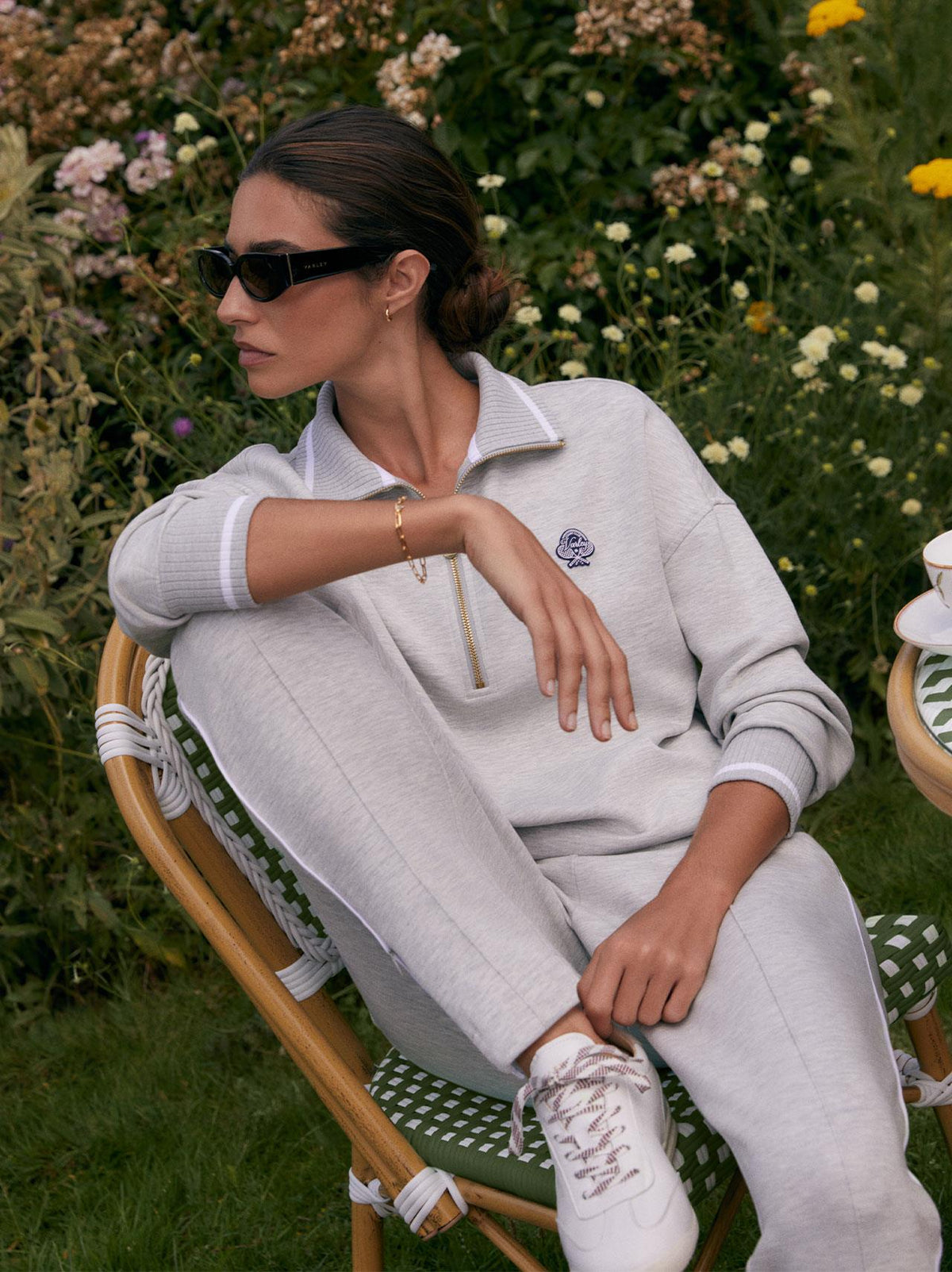 Bertie Half Zip Sweat Light Grey Marl
