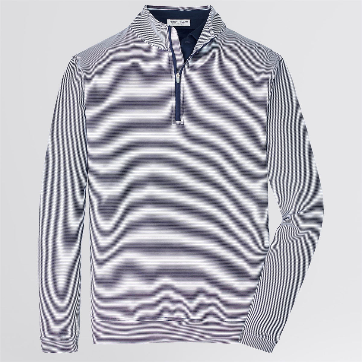 Perth Mini Stripe Quarter Zip Mid Layer Navy/White