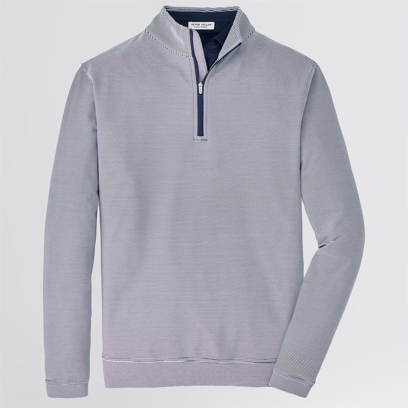 Perth Mini Stripe Quarter Zip Mid Layer Navy/White