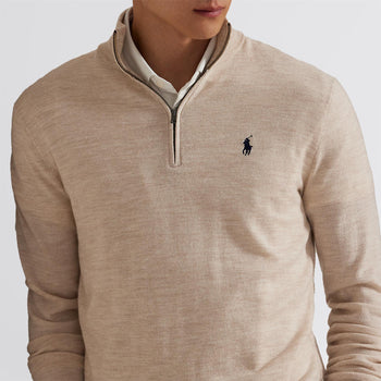 Ralph Lauren RLX Performance Quarter Zip Sweater Ecru Tan
