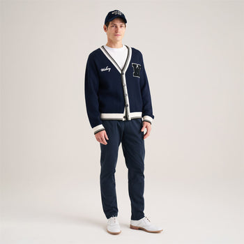 Golf Club Merino Wool Cardigan Navy
