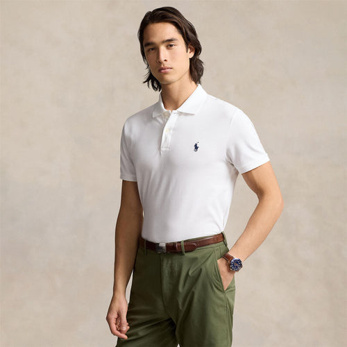Polo Golf Tailored Fit Stretch Pique Polo Ceramic White