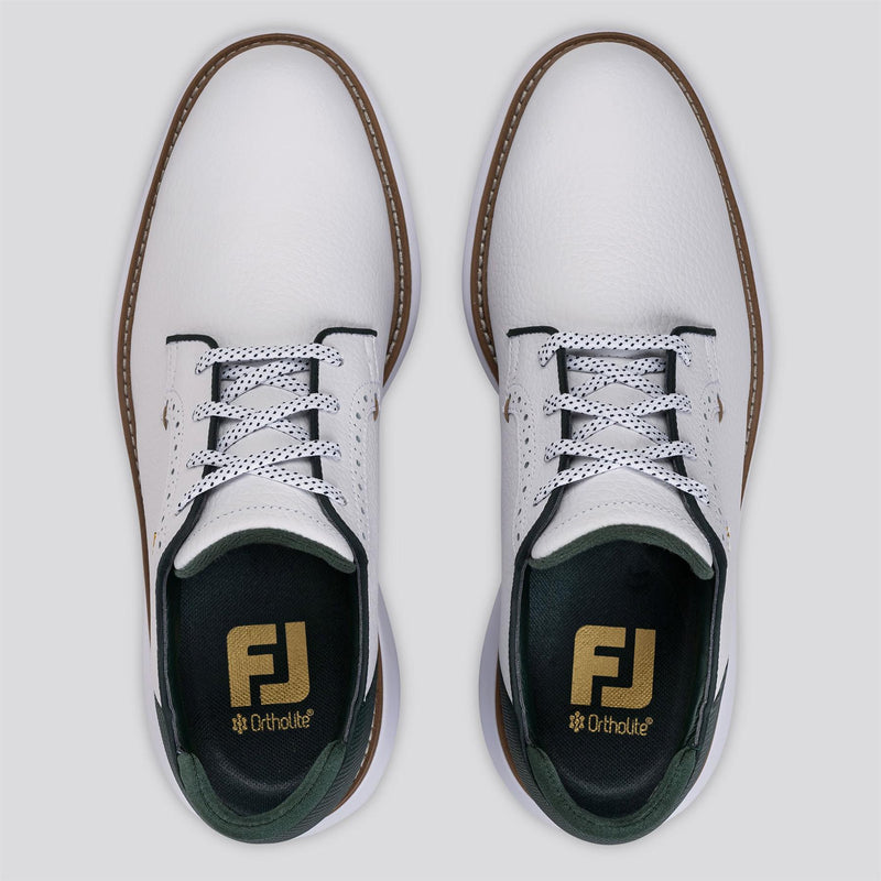 FJ Traditions Spiked Golf Shoes White/Green/Tan