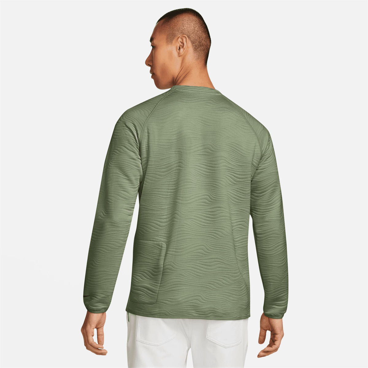 Nike Dri-FIT Tour Crew Neck Quilted Sweatshirt Oil Green | TRENDYGOLF ...